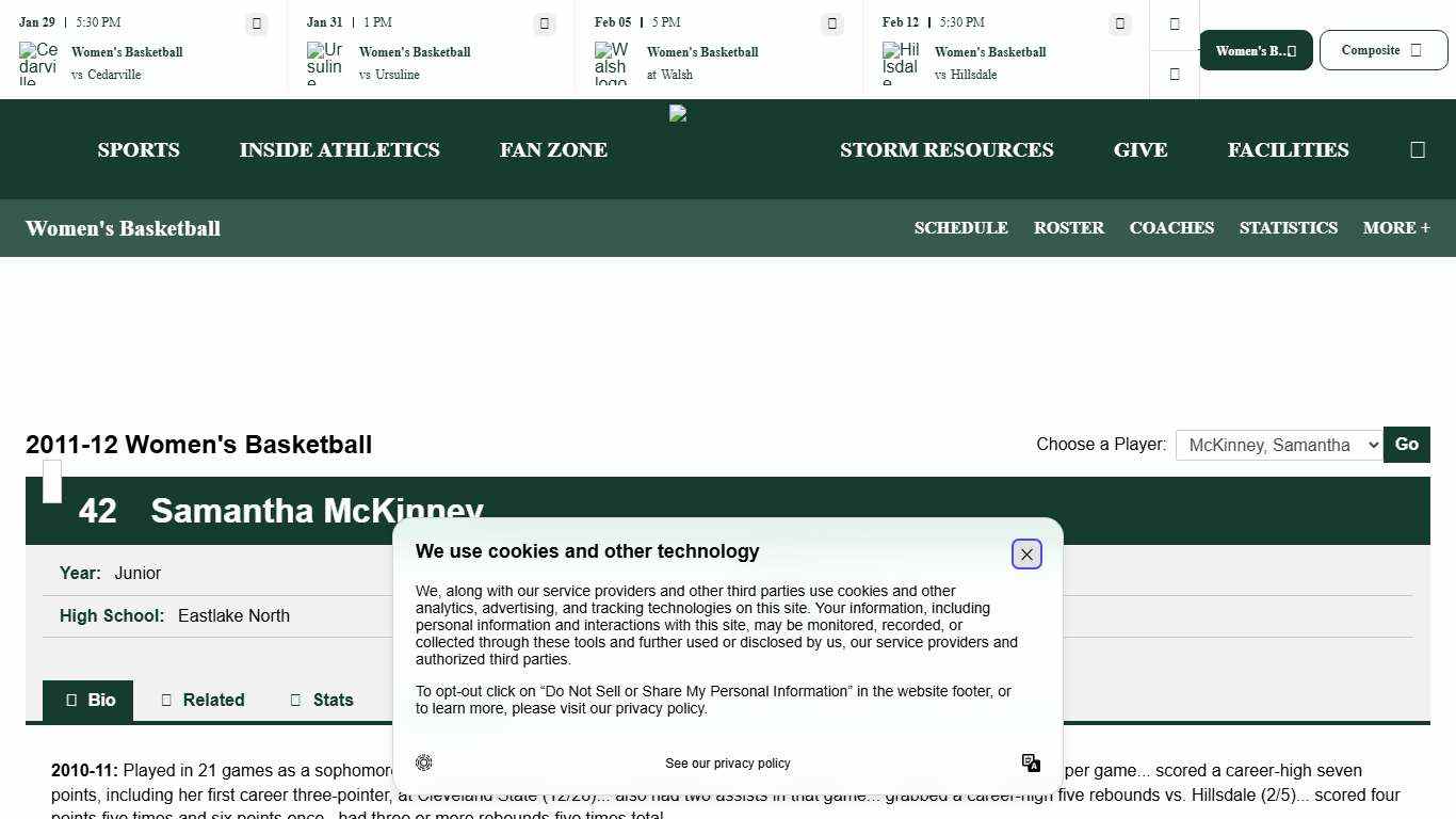 Samantha McKinney - 2011-12 - Women's Basketball - Lake Erie College